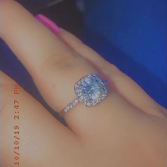 Double rings band luxury chic rhinestone diamond - Picture 7 of 8